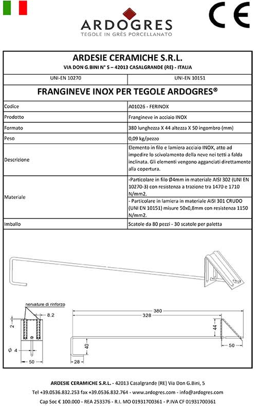 Data Sheet Frangineve Inox